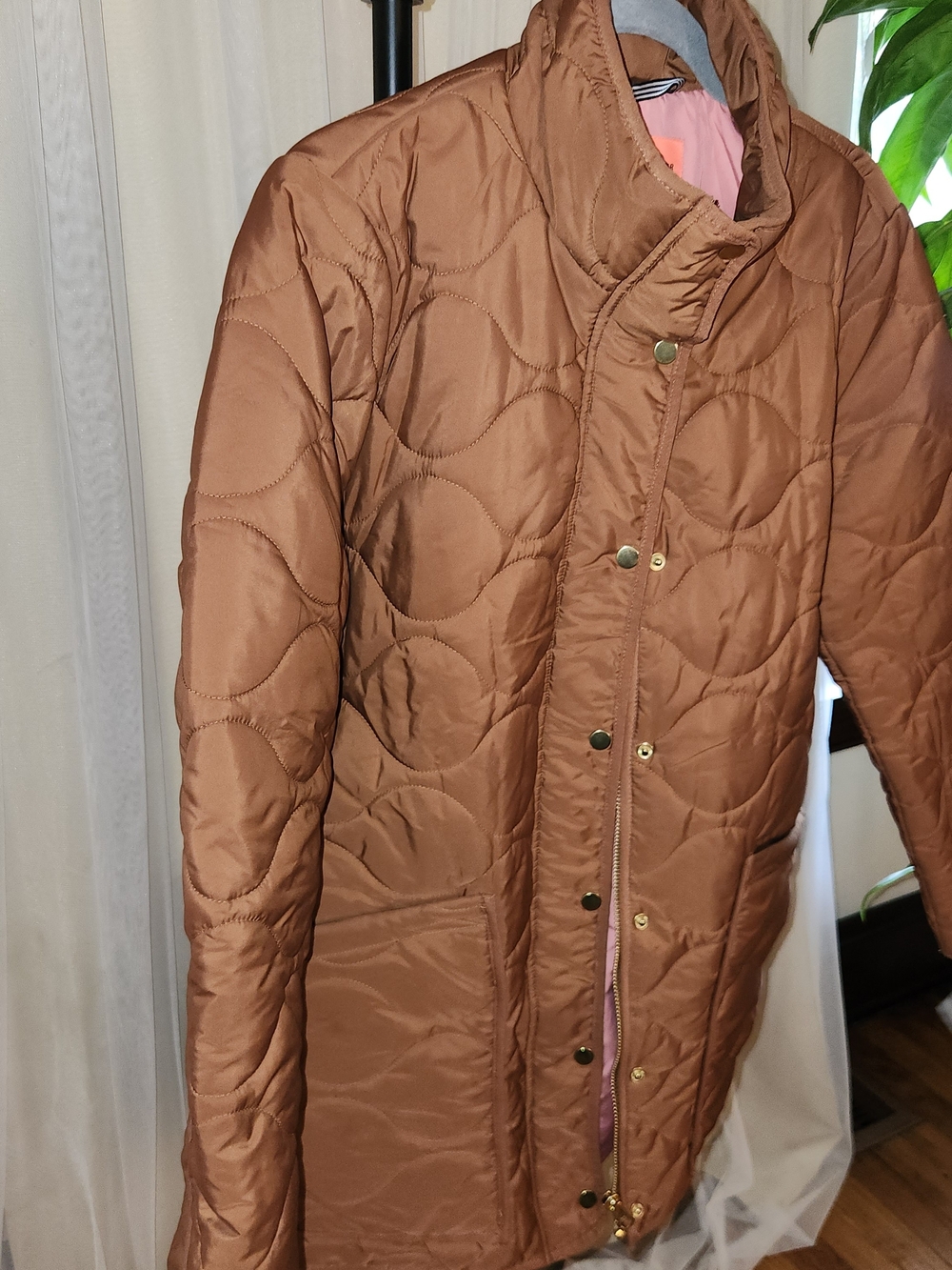 Women's J. Crew Quilted Puffer Jacket in Warm Brown